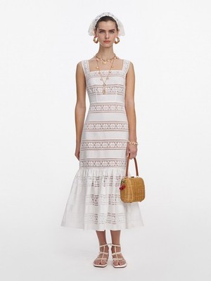 Self-Portrait Womens Summer New Lace A-word Waist Suspender Long Hip Dress