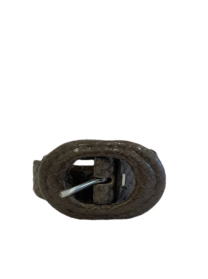 Пояс AS# Max Mara размер S змеиная кожа тисненая кожа серая серебристая пряжка - Изображение 3 из 4