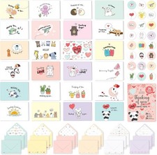 Decorably 24 Pack Assorted 6x4in Animal Thinking of You Cards with