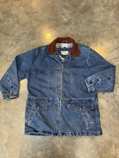 Vintage Denim Corduroy Chore Barn Coat Blanket Flannel Lined Women’s Medium