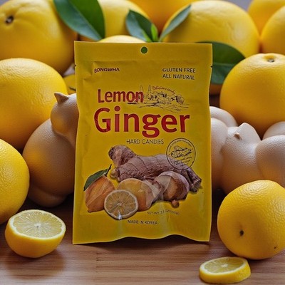 Songwha Lemon Ginger Hard Candies, 3.5 oz, All Natural & Gluten Free - Free Ship