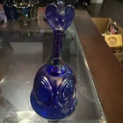 Antique Vintage Signed Fenton Cobalt Carnival Presidential Eagle Bell
