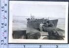 WW2 Beach Landing Craft Ship Bulldozer Heavy Equipment BW Photo Snapshot