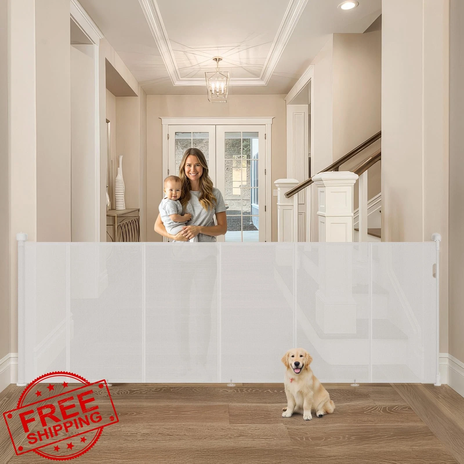Cylrod Retractable Baby Gate White 150"x42"