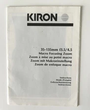 Kiron 35-135mm f3.5/4.5 Zoom Instruction Manual multi-language