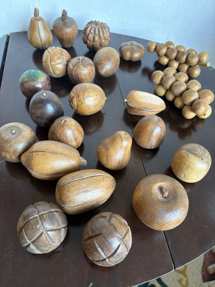 22 шт. деревянный резной фруктовый набор ручной работы середина века модерн - Изображение 4 из 4