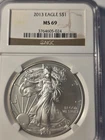 2013 American Silver Eagle NGC MS69 Brown Label - Gem Blast White