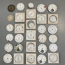 Lot Vintage Antique Pocket Watch Parts Movement Dials Dial Face Porcelain Metal