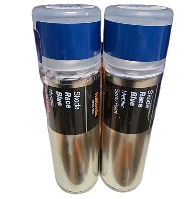 SKODA RACE BLUE METALLIC SPRAY PAINT 300ML HALFORDS X2