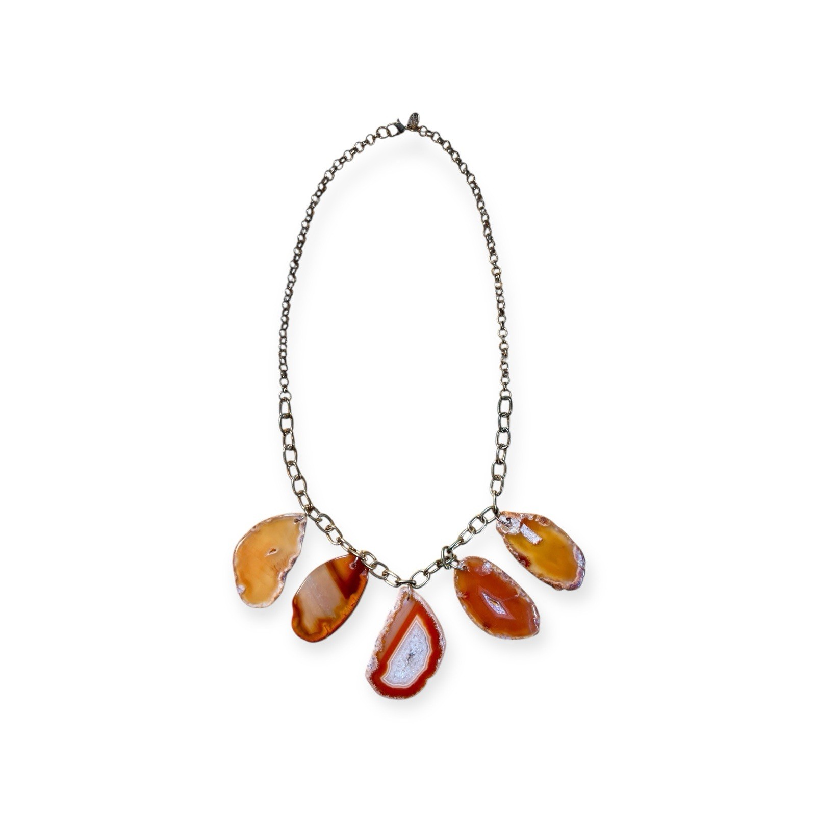 GEMSTONE STATEMENT NECKLACE AGATE QUARTZ GEODE FA… - image 18