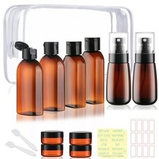 Travel Shampoo Bottles for Toiletries 10 PCS 3.4oz Travel Containers C-Amber