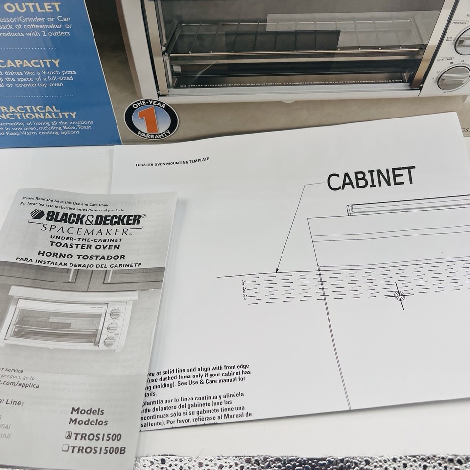 Black & Decker SpaceMaker TROS1500 Toaster Oven Under Cabinet Mount New ...