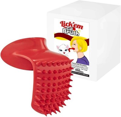 Lick'em Tongue Cat Brush   Funny Novelty White Elephant Gag Gift for Red 