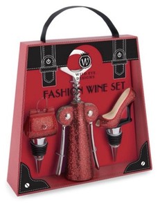 Wild Eye Designs Red Fashion Wine Set - Bottle Opener and Two Cork Stoppers