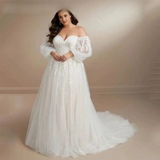 Abito da sposa taglie forti Sweetheart staccabile maniche a sbuffo applique abito da sposa