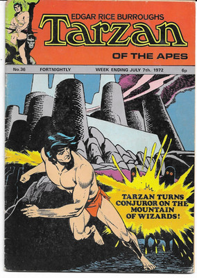 Edgar Rice Burroughs TARZAN OF THE APES #36 UK Comic (Jul 1972) Used (2nd series