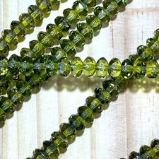 Czech Glass Rondelle Spacer Beads 4x7mm Olive Capri 2-tone tire/donut 42pcs J784
