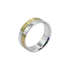 9ct 9k Two Tone Gold Unisex Wedding Band 7mm Wide Size N1/2. Brand New