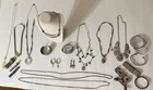 Vtg Estate Costume Jewelry Lot Of 29 Silver Tone Necklaces-Bracelets-Earrings