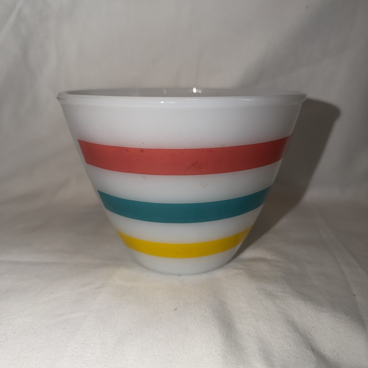 Vintage Fire King Milk Glass Colonial Bands Stripes Grease Jar