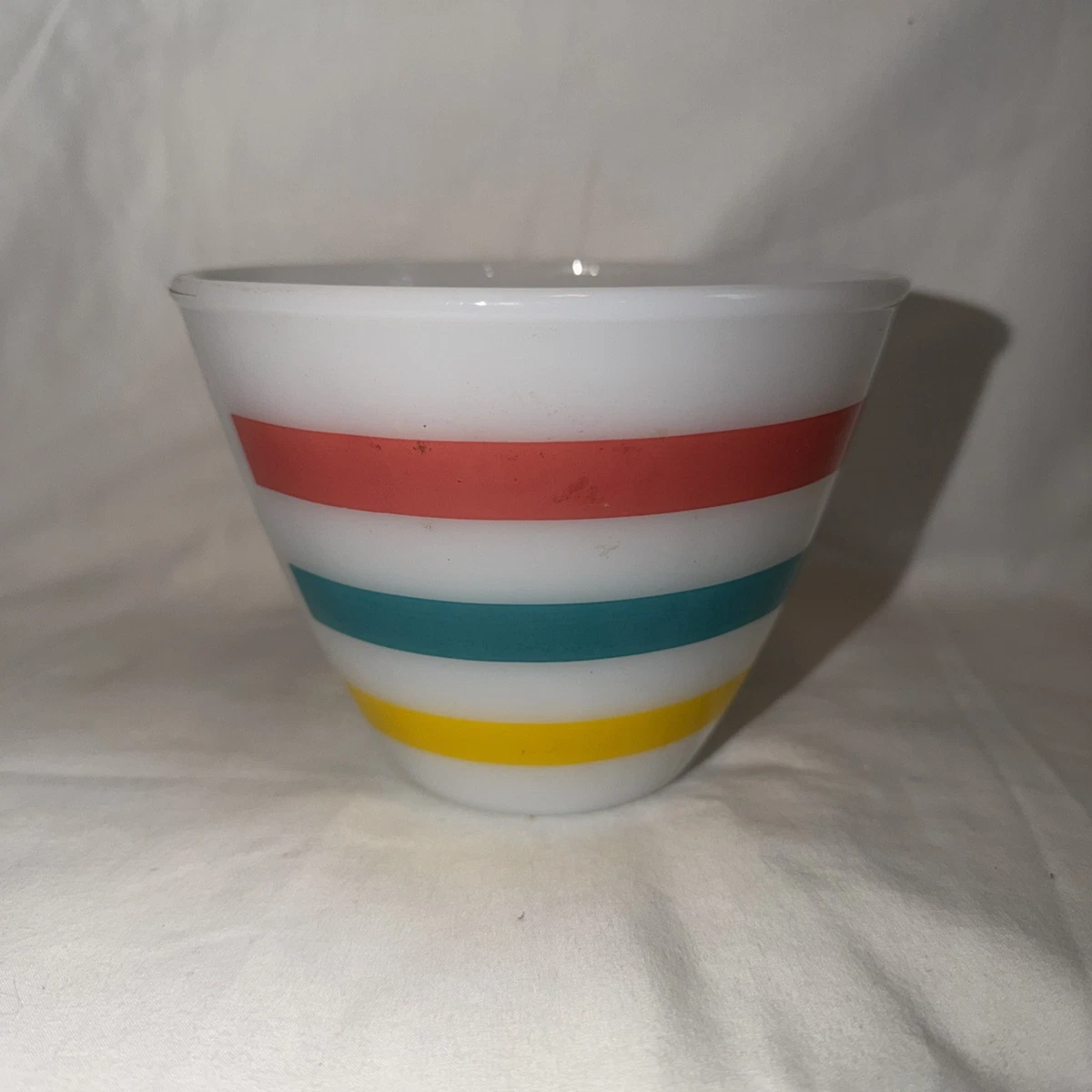 Vintage Fire King Milk Glass Colonial Bands Stripes Grease Jar