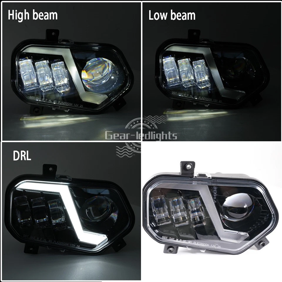LED Headlights High Low Beam For RZR 900 XP for 2011-14 Polaris RZR 800 ATV UTV - Image 3 of 4