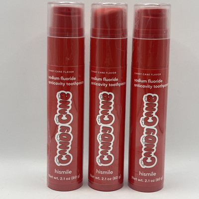 (x3) -HISMILE 2.1oz CANDY CANE FLAVOR FLUORIDE TOOTHPASTE-EXP. Aug 21 2026-RARE!