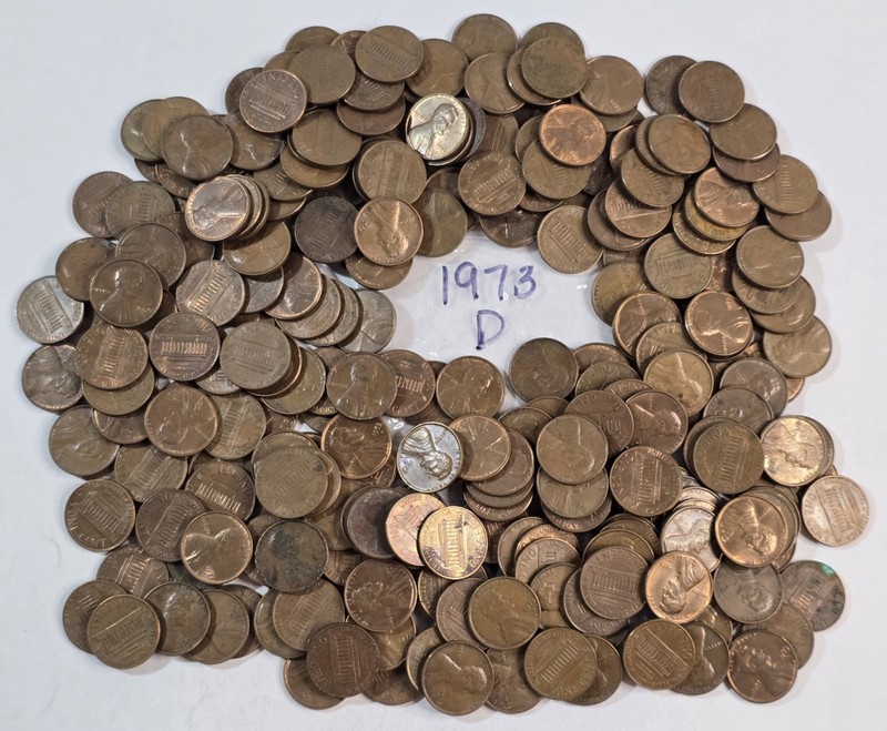 1973 Lincoln Memorial Copper Cent Penny D Denver Mint Mark 1.13 Pound lb Bulk