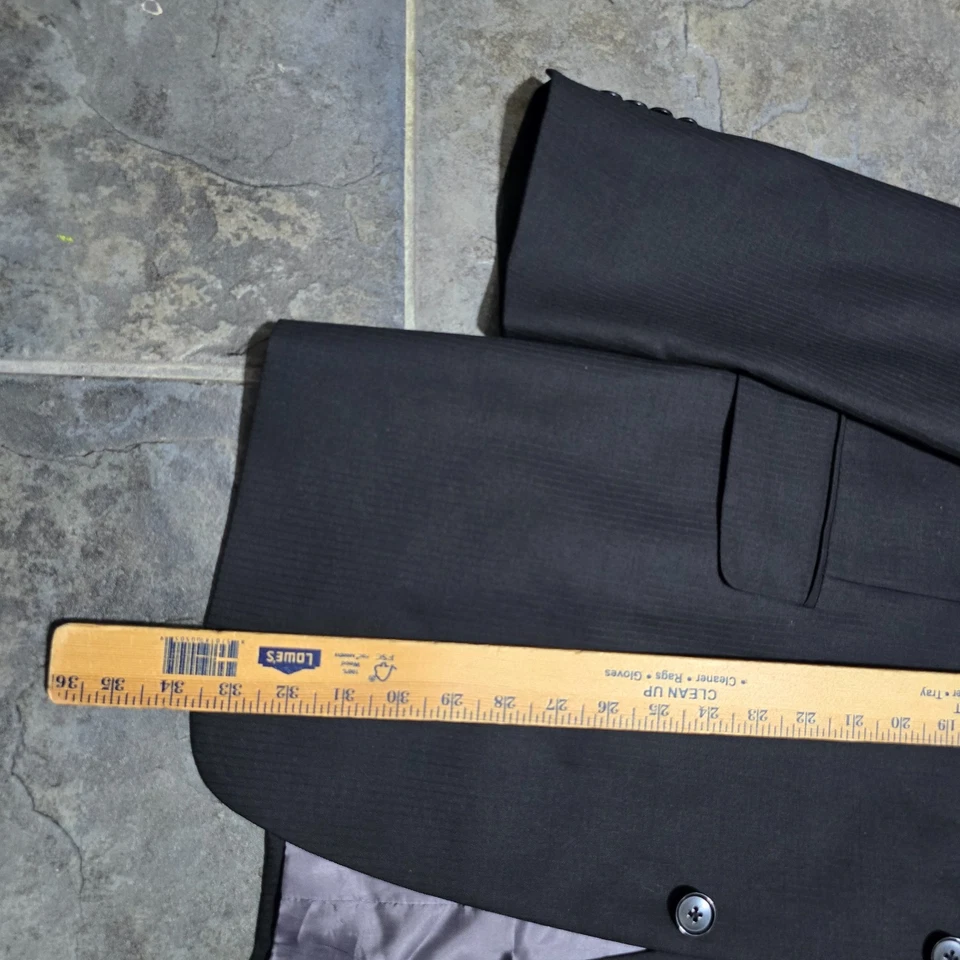 Kenneth Roberts Platino Lana Traje Conjunto Chaqueta 48L Negro Pantalones 38x34 (38x32) Foto 3 de 4