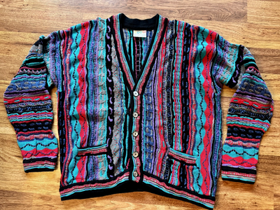トップス COOGI Australia 3D Knit Cardigan Wool L Vintage COOGI Australia Cardigan XL 3D Knit Mercerized Cotton Made