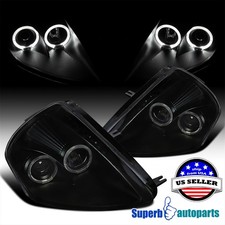 Fit 2000-2005 Mitsubishi Eclipse Black Smoke Led Halo Projector Headlights 00-05 Fit 2000-2005 Mitsubishi Eclipse Black Smoke Led Halo Projector Headlights 00-05