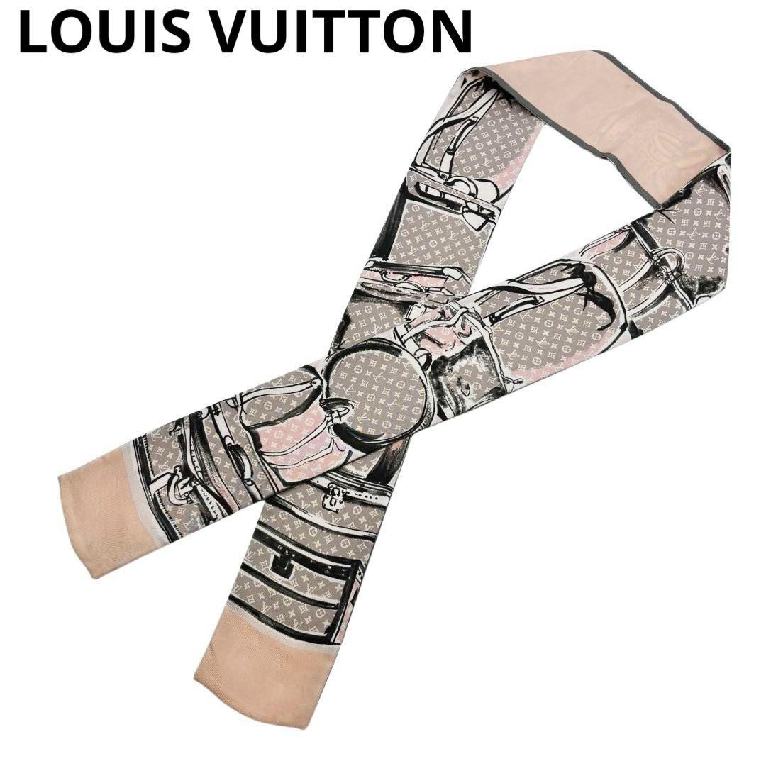 Louis Vuitton Bandeau Scarf Silk Trunk Rose Poodle Preowned