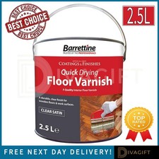 BARRETTINE QUICK DRYING CLEAR SATIN WOOD WOODEN FLOOR VARNISH 2.5L DURABLE NEW