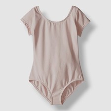 Capezio Kids Girls Pink Essential Short-Sleeve Scoop-Neck Stretch Leotard Size I