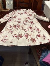 Rachel Zoe XL Floral Collared Button Down Tiered Cotton Dress White Burgundy