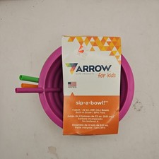 Set of 3 Arrow Plastic Sip-A-Bowl Built in Straw Assorted Colors Made in USA,