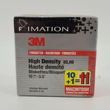 Imation Diskettes 10-pack, Pre-formatted Mac 2HD 1.40 MB 3.5" Blank Media NIB