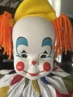Vintage 1965 Mattel Clown Doll Pull String Colorful Outfit Yarn Hair NO voice.