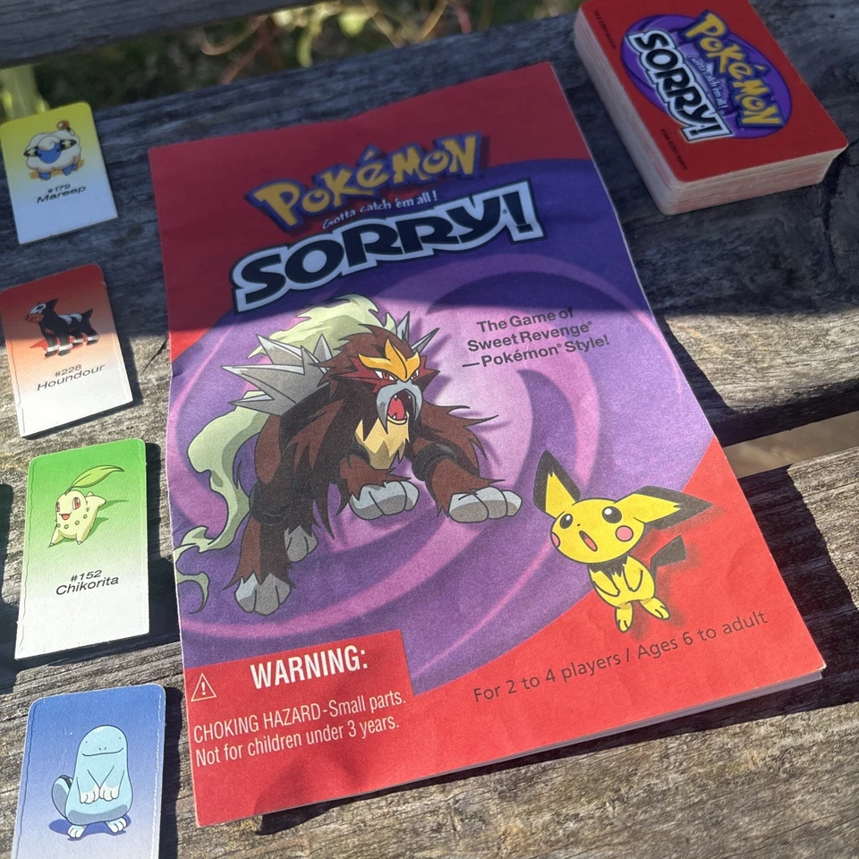 Pokemon Sorry Juego de Mesa 2000 Piezas de Repuesto Movers con Soportes, Cartas, Manual Foto 3 de 4
