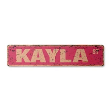 KAYLA Vintage Street Sign Childrens Name Room Metal Sign