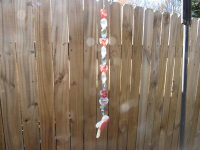 Handmade Suncatcher with 3 Styles of Crystal & Glass Hearts & a Cross & Heart