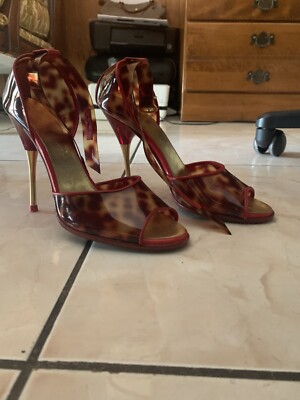 leopard open toe heels