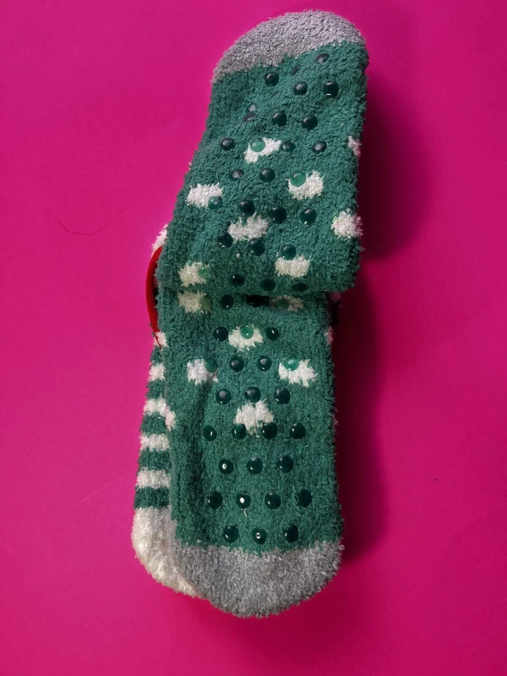 NEW WOMEN HOLIDAY TIME 2 PAIR BALLERINA SOCKS GREEN/WHT/GREY ( 4-10) Foto 4 de 4