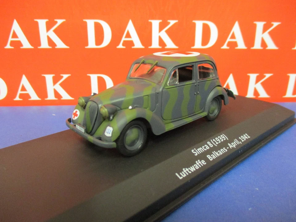 Die cast 1/43 Modellino Auto Simca 8 Croce Rossa Luftwaffe Balcani 1941 - Immagine 2 di 4