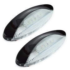 2 Rv Camper Trailer 12 Volt 18 Led Porch Light Oval Clear With Black Exterior 2 Rv Camper Trailer 12 Volt 18 Led Porch Light Oval Clear With Black Exterior
