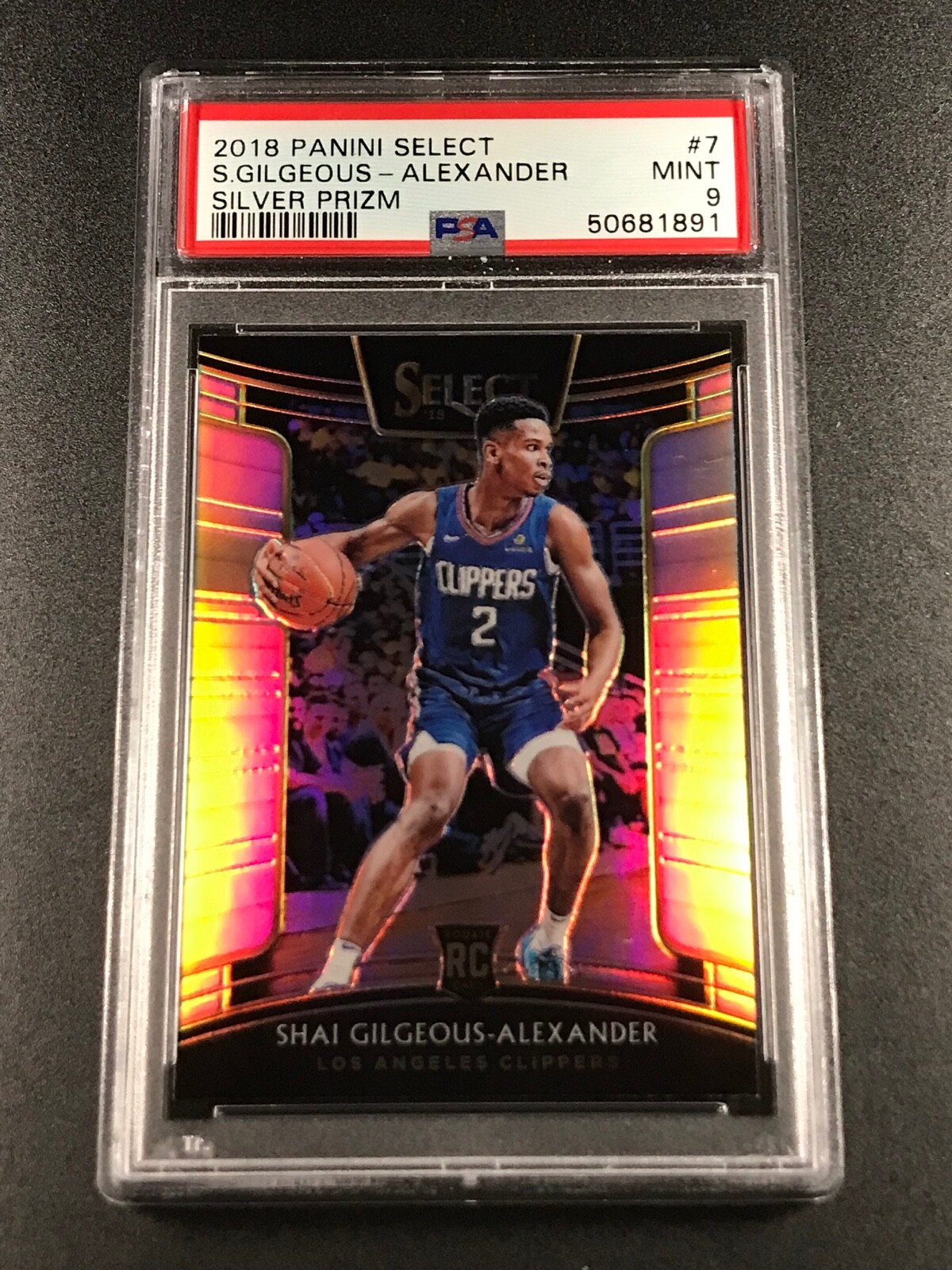 SHAI GILGEOUS-ALEXANDER 2018 PANINI SELECT #7 SILVER PRIZM ROOKIE RC PSA 9 NBA