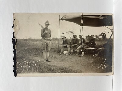 RPPC Postkarte Auf Wache Bei B. Range Rizal Philippinen Erster Weltkrieg 1917