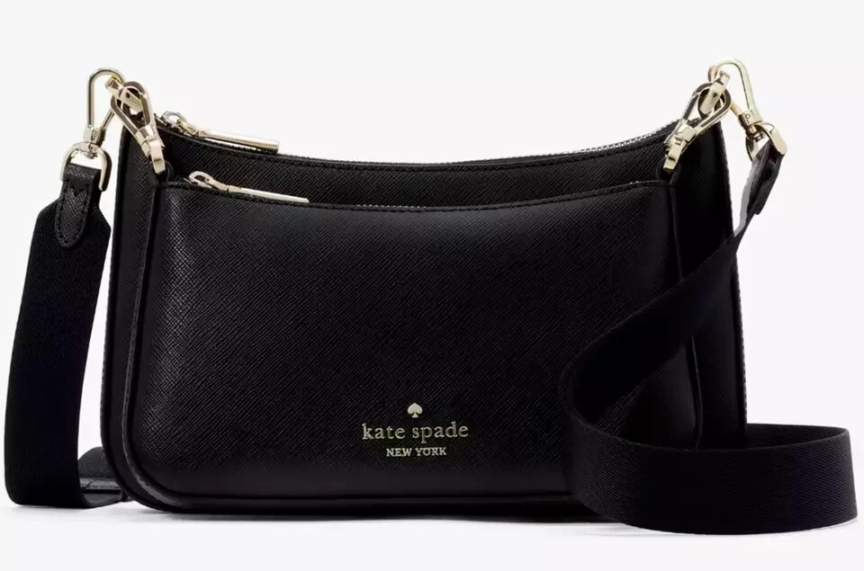 Kate Spade Duet Black Saffiano Leather Crossbody Bag KH757 Purse