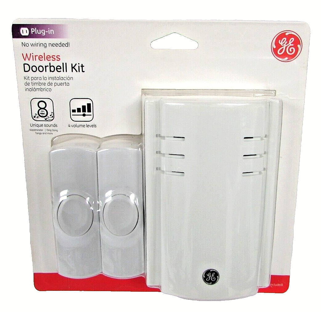 GE Wireless Doorbell Kit Battery Operated Receiver 2 Push Bu