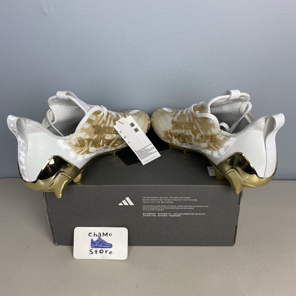 adidas adizero 12.0 Mismatch White Gold Football Cleats adidas adizero 12.0 Mismatch White Gold Football Cleats